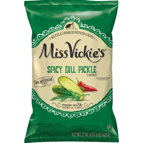 The flavour combination of dill, parsley, and garlic. . Spicy dill pickle chips miss vickies